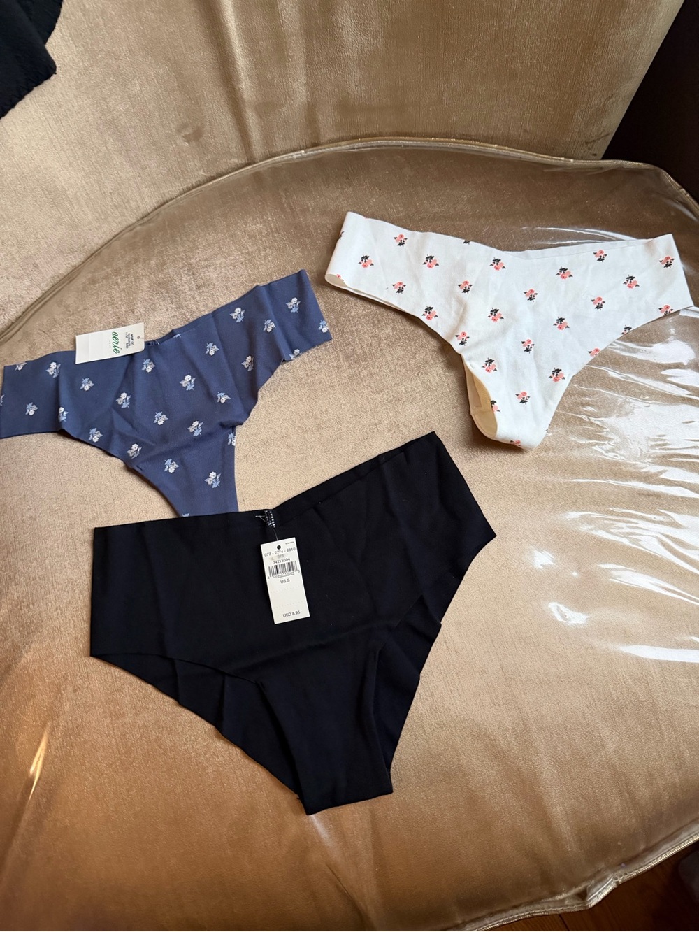 aerie 3-Pack Seamless Bikini Briefs - Black, Navy, White with Floral